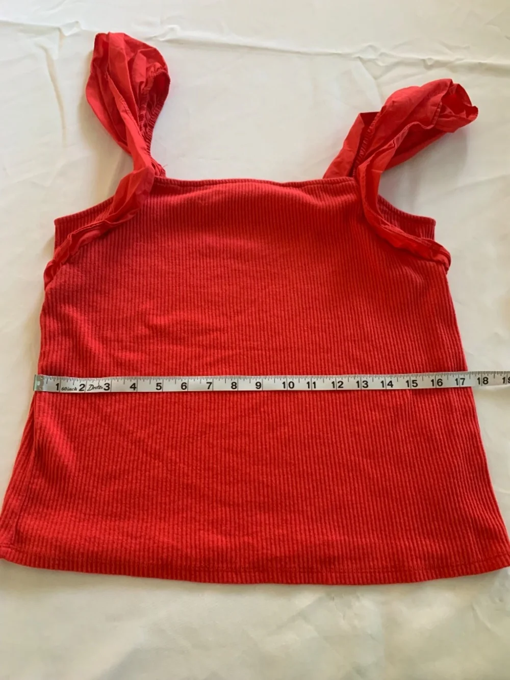 A New Day Rocker Red Ribbed Square-Neck Flutter-Sleeve Top XL - Picture 5 of 6
